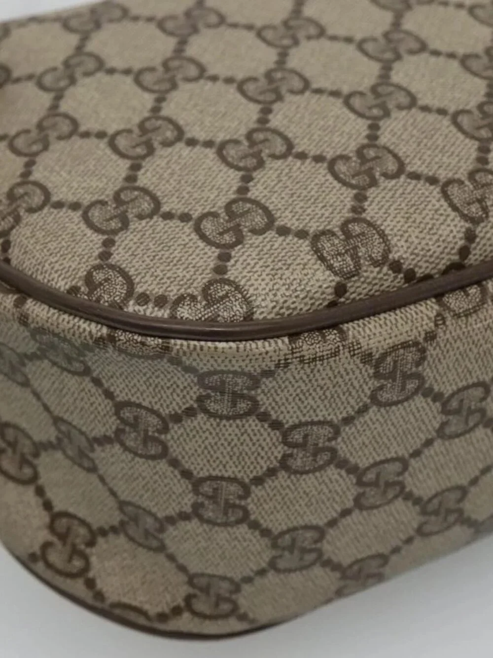 GUCCI GG Supreme Web Sherry Line Bag PVC Beige Gold - Picture 5 of 16